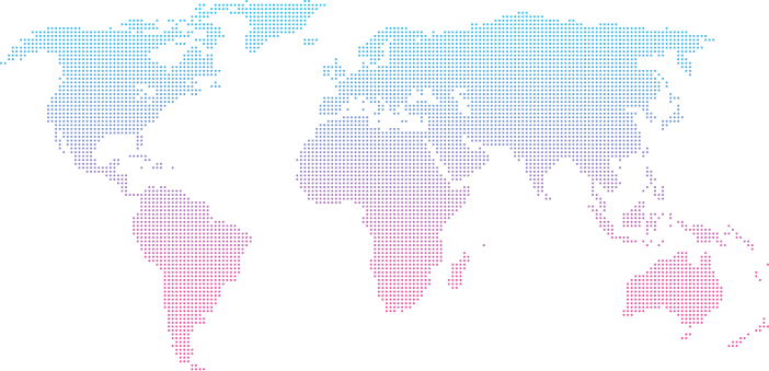 Mapa do mundo com clientes e mensagens de chat.
