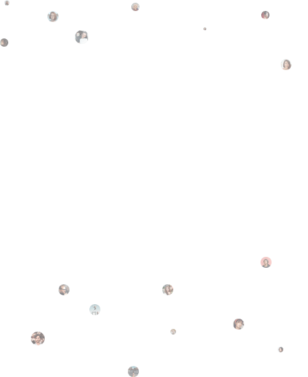 Multiple customer profile pictures on a white background.